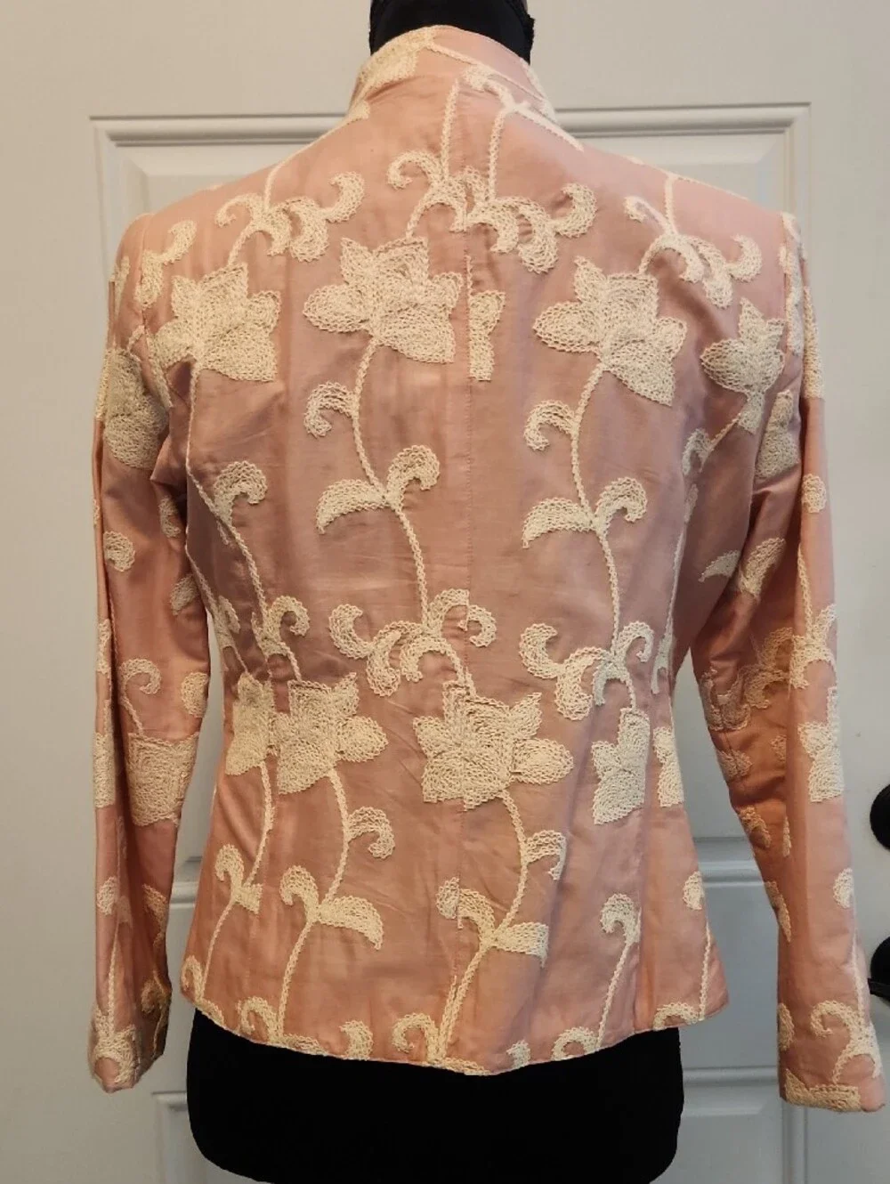 Women's Dusty Pink Embroidered Open-Front Blazer Jacket